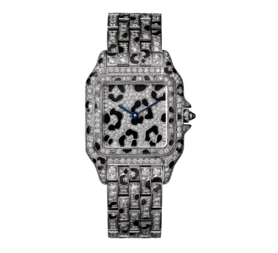 The 18k white gold fake watches are decorated with diamonds.